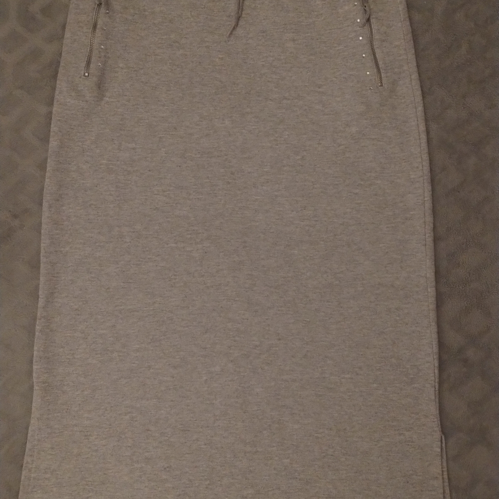 NYC Gray Maxi Skirt with Stud Details